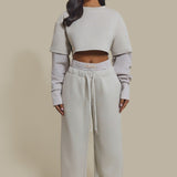 Die Boxer Wide-Leg Joggers in Beige